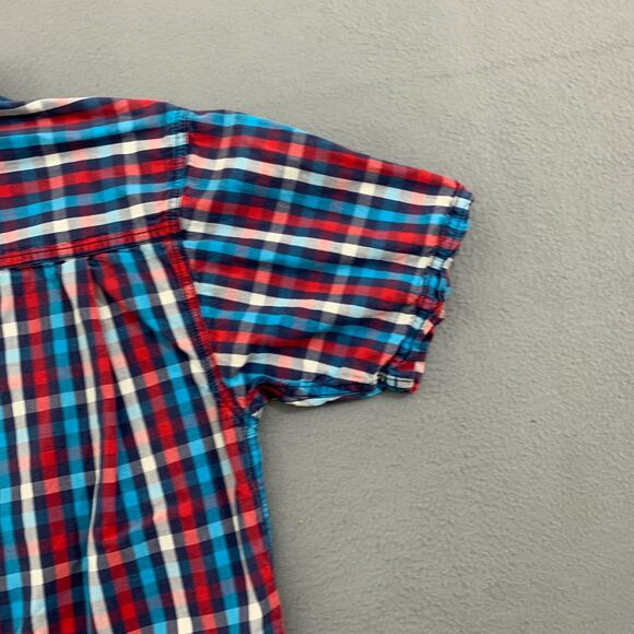 Kavu Button Down Shirt Mans Small Multicolor Plaid Short Sleeve Pockets Front - Picture 5 of 12